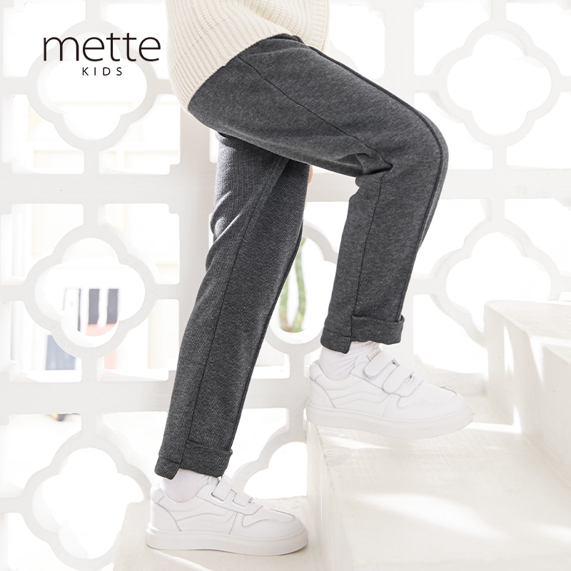 METTE童装女童运动休闲长裤2020秋冬新品中大童加绒保暖针织裤子