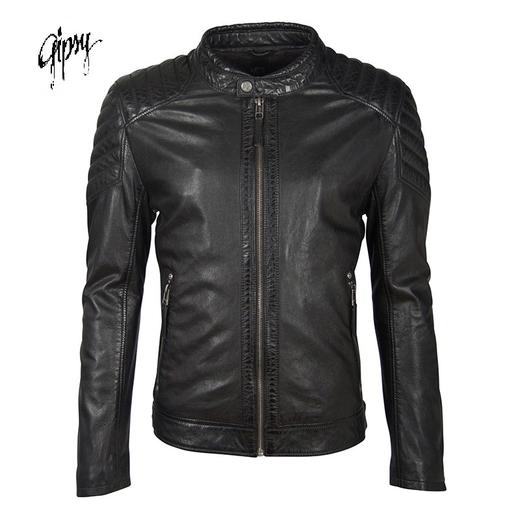 德国Gipsy猎皮仕 男士立领机车皮夹克 简约风皮衣 商品图0