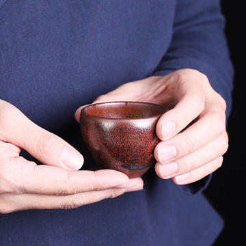 龙窑柴烧纯手工建盏茶杯主人杯窑变家用六杯礼盒茶具套装 商品图2