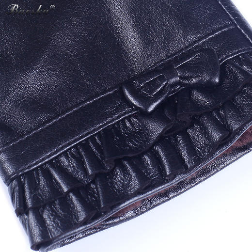 JM-BW011真皮薄绒保暖进口羊皮可爱蝴蝶结女式手套 商品图3