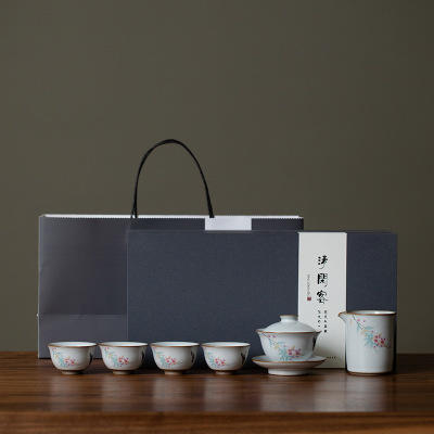 月白汝窑套组开片可养泡茶送礼家用复古日式功夫茶具茶道陶瓷 商品图5