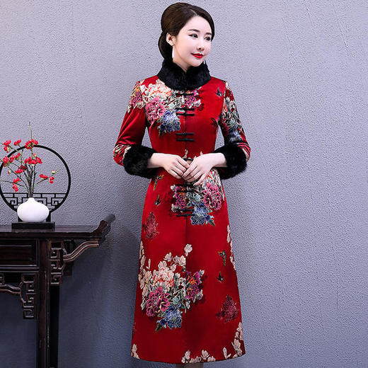 WXG-新款真丝中国风夹棉旗袍 商品图0