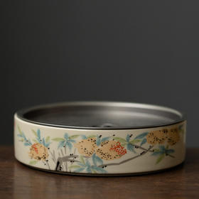 陶瓷蓄水茶盘功夫茶具金属锡盖双层壶承干泡茶台简约家用