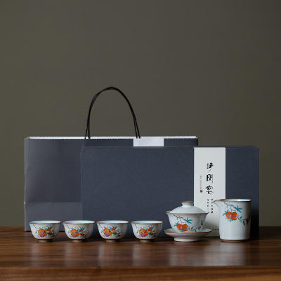月白汝窑套组开片可养泡茶送礼家用复古日式功夫茶具茶道陶瓷 商品图8