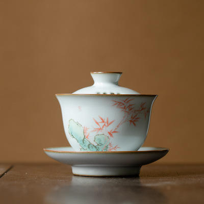 月白汝窑三才盖碗开片可养陶瓷功夫茶具泡茶碗冲茶器 商品图5