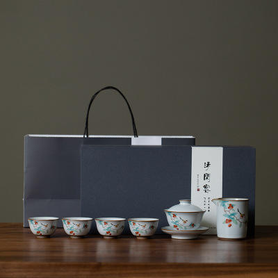 月白汝窑套组开片可养泡茶送礼家用复古日式功夫茶具茶道陶瓷 商品图4