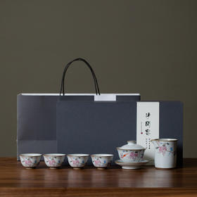 月白汝窑套组开片可养泡茶送礼家用复古日式功夫茶具茶道陶瓷