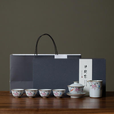 月白汝窑套组开片可养泡茶送礼家用复古日式功夫茶具茶道陶瓷 商品图0