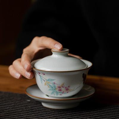 月白汝窑套组开片可养泡茶送礼家用复古日式功夫茶具茶道陶瓷 商品图2