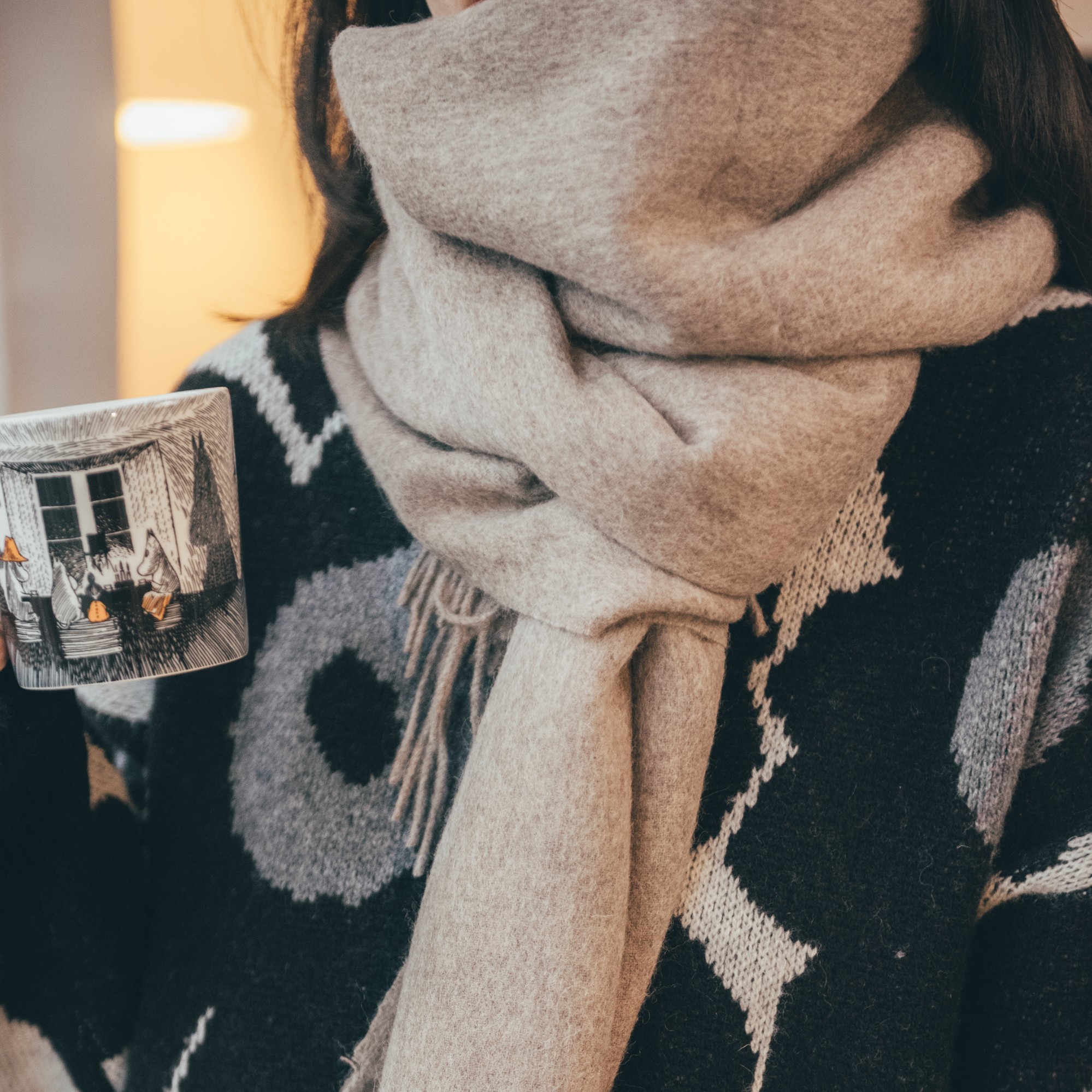 亲子羊绒围巾帽子玛丽亚古琦marjakurki40年专注围巾的芬兰设计品牌