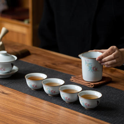 月白汝窑套组开片可养泡茶送礼家用复古日式功夫茶具茶道陶瓷 商品图1