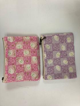HUJI祤集Komon收纳包风の花棋盘格樱兔