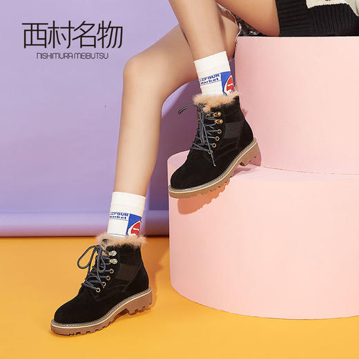 西村名物马丁靴女英伦风靴子短靴短筒百搭加绒冬款T29DS43261 商品图0