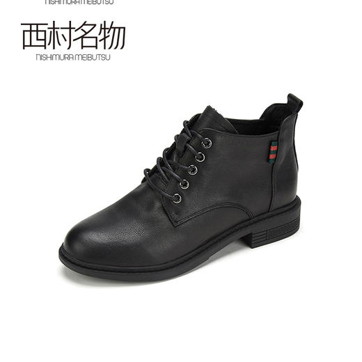 西村名物2020冬季新款低跟短靴女时尚系带圆头马丁靴T29DF41051 商品图1