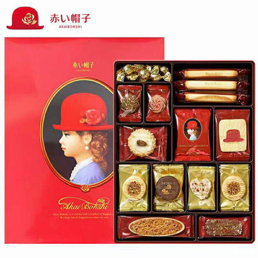 日本🇯🇵千朋红帽子12种类花色曲奇饼干，红色铁罐礼盒装🎁，单盒403g 商品图1
