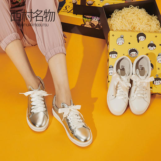 西村名物2020春季新款休闲板鞋小白鞋舒适平底百搭潮趣猫耳T29CM30081 商品图3