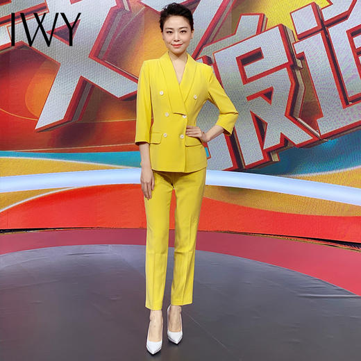 IWY/主持人同款 黄色长袖西装长裤套装CP10223 商品图0
