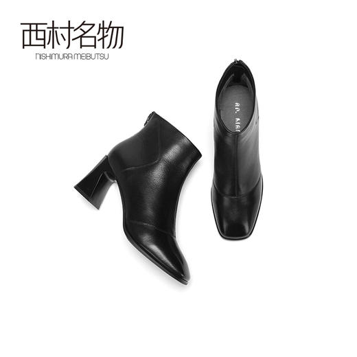 西村名物2020冬季新款女时装靴鹿皮革净版粗跟时尚休闲短靴T20DS41561 商品图2
