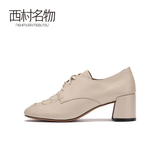 西村名物2020秋季新品猪皮里高跟系绳优雅大方气质单鞋女T20CM30871 商品图3