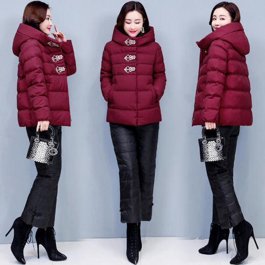 HR-ASG2067保暖舒适连帽修身羽绒棉棉衣两件套 商品图0