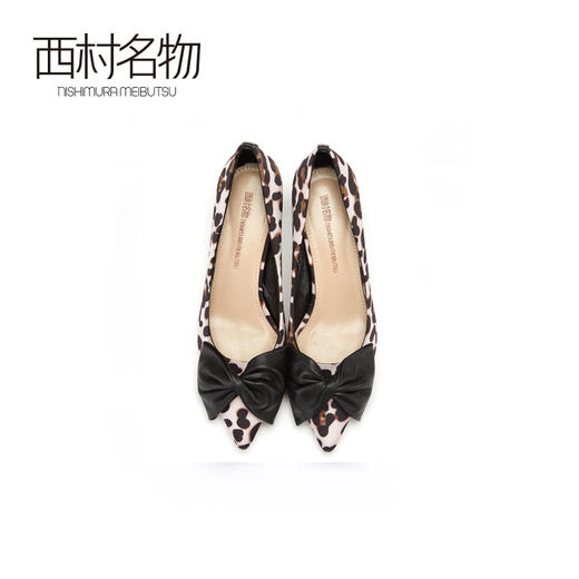 西村名物高跟鞋女2020春夏新款时尚豹纹蝴蝶结低跟单鞋子女12791 商品图3