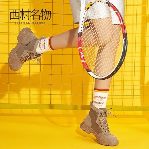 西村名物2020冬季新款厚底复古舒适工装系带马丁靴女T29DS40641 商品图2