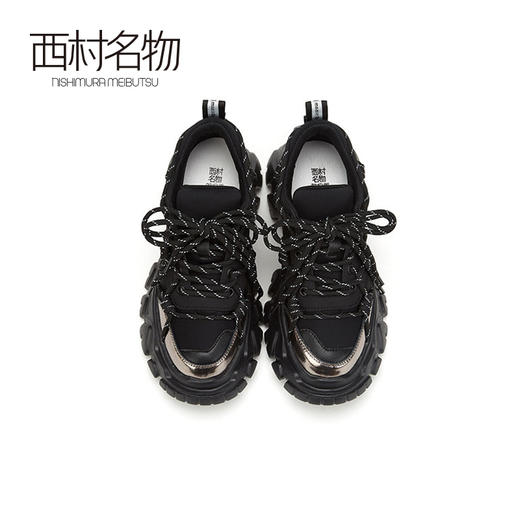 西村名物2020春季新品亮面厚底超火黑色老爹鞋女ins潮T20AM18981 商品图3