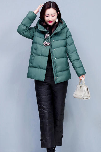 HR-ASG2067保暖舒适连帽修身羽绒棉棉衣两件套 商品图4