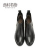 西村名物牛皮加绒切尔西靴2020冬季新款靴子女圆头铆钉短靴T29DS45021 商品缩略图1