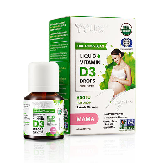 YYUX有机维生素D3滴剂加拿大进口孕产期专用 90滴 600IU 商品图0