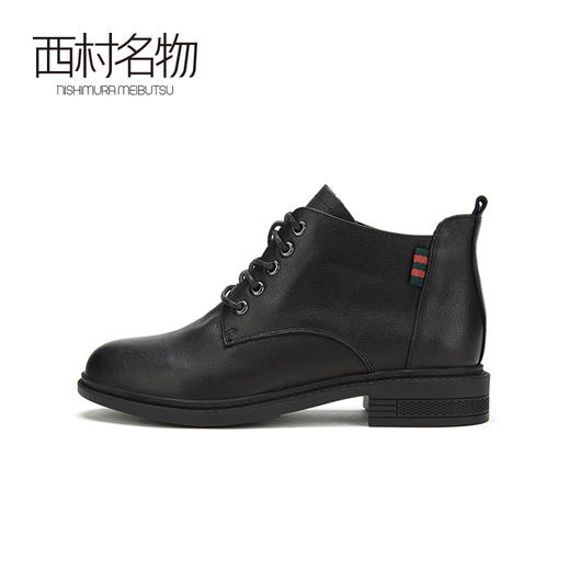 西村名物2020冬季新款低跟短靴女时尚系带圆头马丁靴T29DF41051 商品图2