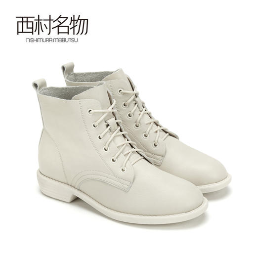 西村名物2020秋冬季新款休闲短靴女时尚复古系带马丁靴T29DS42641 商品图3