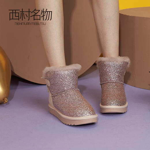 西村名物2020年冬季新款雪地靴女保暖平底防滑格利特毛绒T29DS40931 商品图0