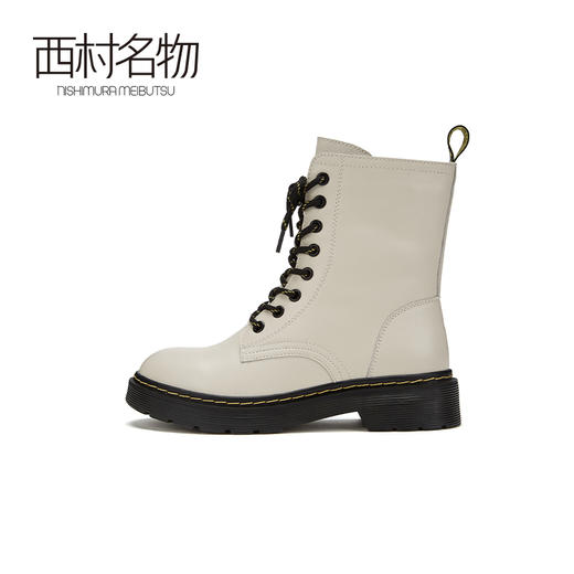西村名物2020冬季新款牛皮马丁靴加绒平底百搭女靴T29DC44951 商品图3