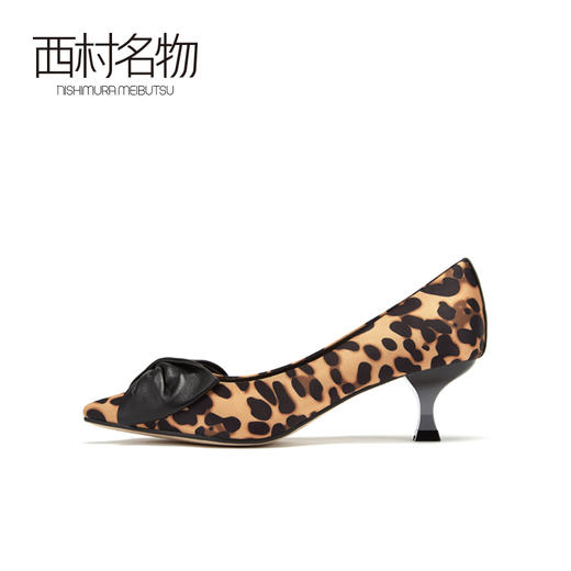 西村名物高跟鞋女2020春夏新款时尚豹纹蝴蝶结低跟单鞋子女12791 商品图2
