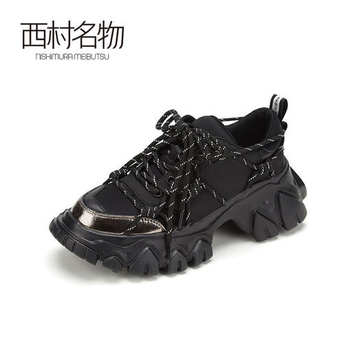 西村名物2020春季新品亮面厚底超火黑色老爹鞋女ins潮T20AM18981 商品图1