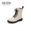西村名物2020冬季新款牛皮马丁靴加绒平底百搭女靴T29DC44951 商品缩略图1