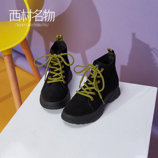 西村名物2020冬季新款短靴女厚底老爹时装靴马丁靴T29DS40151 商品图3