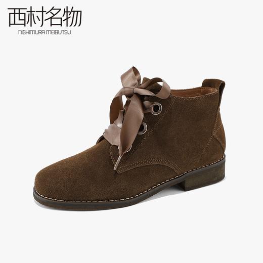 西村名物春季款低跟短靴女英伦风低帮切尔西反绒面马丁靴子T274S42061 商品图2