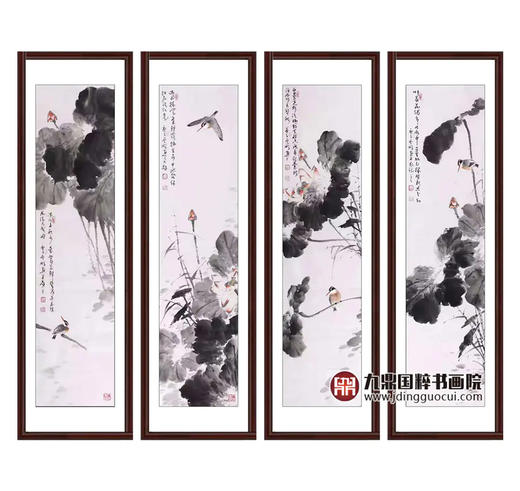 高云鹏《花鸟四条屏》34cm*138cm*4 花鸟四条屏作品 客厅/茶室挂画 商品图0