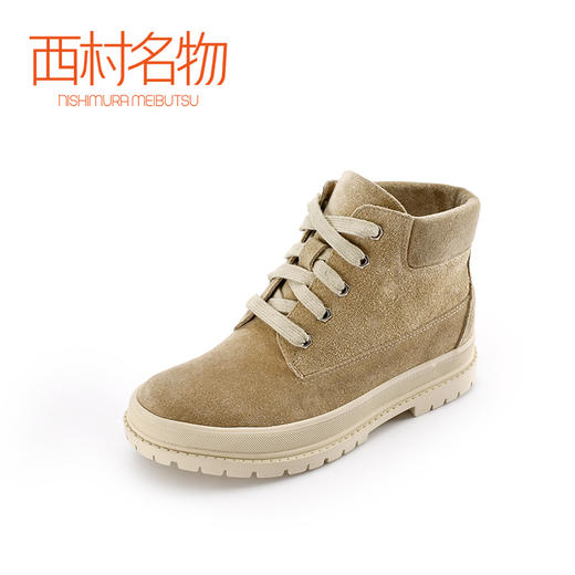 西村名物秋季新款时尚短靴女高帮平跟鞋厚底舒适女鞋T274S41291 商品图1