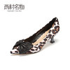 西村名物高跟鞋女2020春夏新款时尚豹纹蝴蝶结低跟单鞋子女12791 商品缩略图1