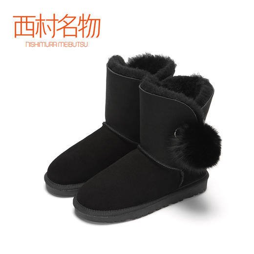西村名物雪地靴女防滑耐磨中筒女靴子加厚毛毛短靴时尚休闲T274C44701 商品图1