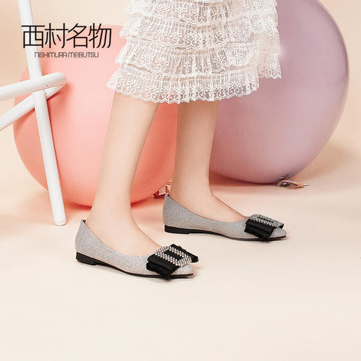 西村名物浅口单鞋女2020春季新款优雅蝴蝶结尖头舒适平底鞋12781 商品图1