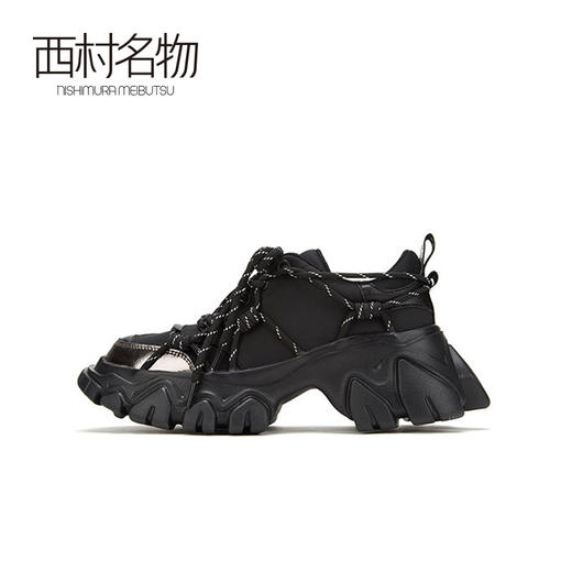 西村名物2020春季新品亮面厚底超火黑色老爹鞋女ins潮T20AM18981 商品图2