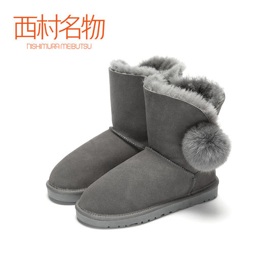 西村名物雪地靴女防滑耐磨中筒女靴子加厚毛毛短靴时尚休闲T274C44701 商品图2