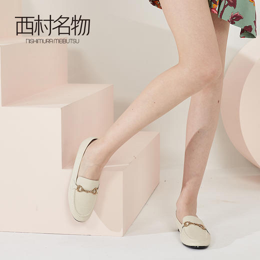 西村名物2020春款舒适英伦风马衔扣石头纹圆头乐福鞋女T20AM18021 商品图1