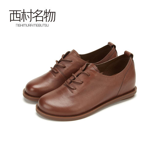 西村名物2020春季新款日式复古圆头系带英伦小皮鞋女-T20AM18361 商品图0