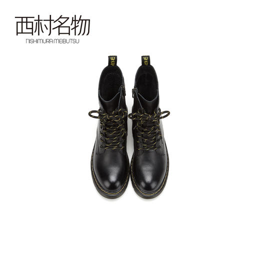 西村名物2020冬季新款牛皮马丁靴加绒平底百搭女靴T29DC44951 商品图4
