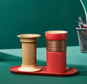 萃取·融单人茶具套装（珊瑚红）